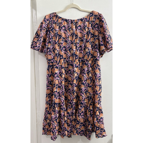 J. Crew Womens 2X Cotton‎ Voile Beach Dress Button Painted Block Print - Picture 2 of 10